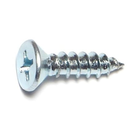 Midwest Fastener Wood Screw, #14, 1 in, Zinc Plated Steel Flat Head Phillips Drive, 100 PK 02601